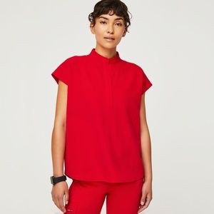 FIGS Pop Red LE Color Rafaela Scrub Top